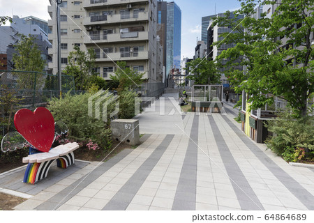 Urban scenery Shibuya River Street Scenery along the redeveloped Shibuya River Urban scenery Shibuya River Street Scenery along the redeveloped Shibuya River 64864689