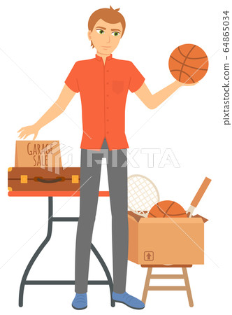 Ball and Racket Sell, Handbag Sale, Seller Vector 64865034