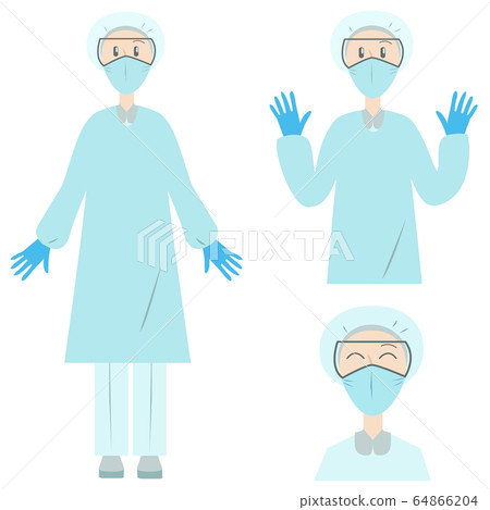 Person wearing medical protective clothing Person wearing medical protective clothing 64866204