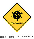 Coronavirus warning sign. Pandemic outbreak medical concept. 64866303