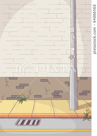 Empty Pavement With House Wall 64866568