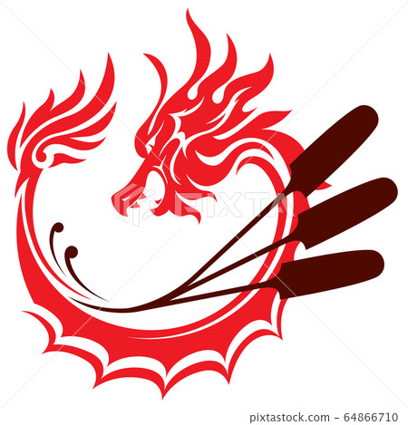 Dragon graphic design holding paddle logo design Dragon graphic design holding paddle logo design 64866710