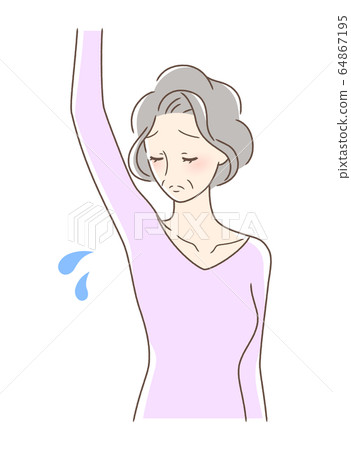 Woman looking under armpit Woman looking under armpit 64867195