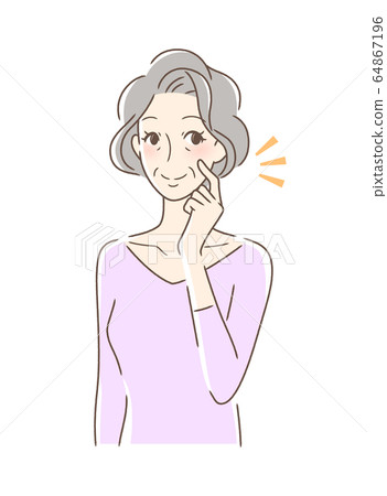 Smiling woman with a firm cheek Smiling woman with a firm cheek 64867196