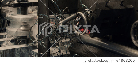 Close-up of tangle from metal shavings when 64868209