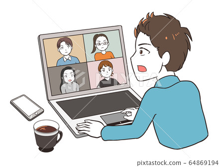 認真進行遠程工作（男） 64869194