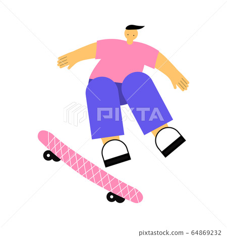 Skateboarding flat illustration vector on white background 64869232