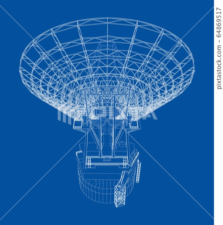 Radio Telescope concept outline. Vector Radio Telescope concept outline. Vector 64869517