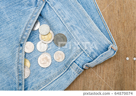 Close up image of blue denim jeans Close up image of blue denim jeans 64870074