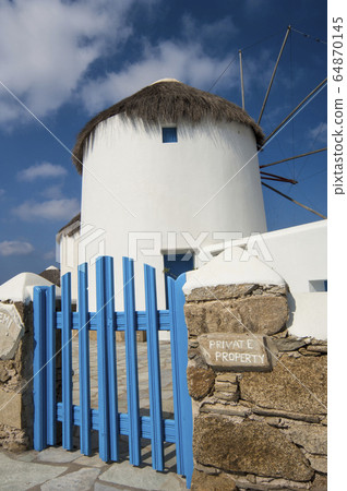 The famous windmills on the island of Mykonos, 64870145