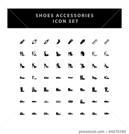 Shoes vector icon set with glyph style design - Stock Illustration ...