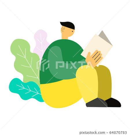 man in nature reads book vector illustration man in nature reads book vector illustration 64870783