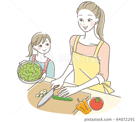 父母和孩子做飯 64872291