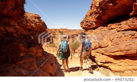A couple walking in Kings Canyon A couple walking in Kings Canyon 64873282