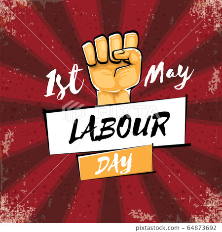 Happy labour day vector label with strong... - Stock Illustration  [64873692] - PIXTA