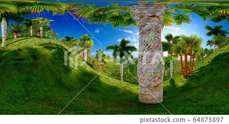 Tropical park in the afternoon 3d rendering Tropical park in the afternoon 3d rendering 64873897