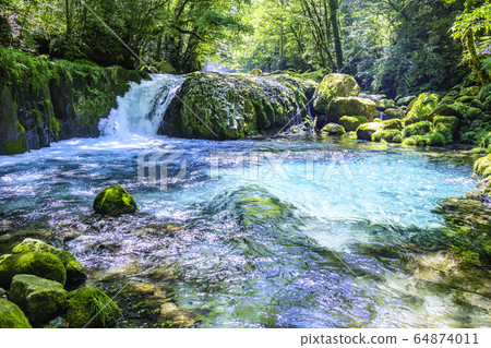 Beautiful Kikuchi valley that shines in emerald green 64874011