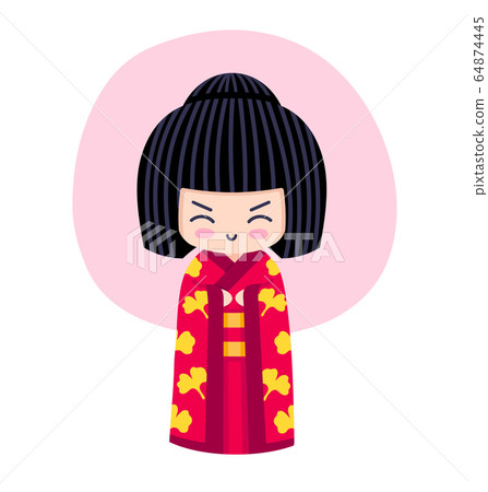 Kokeshi. Kawaii little traditional doll. 64874445