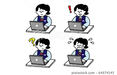 辦公室工作人員女性設置操作計算機（簡單） 64874545