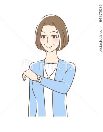 一個女人看著一塊手錶 一個女人看著一塊手錶 64875086