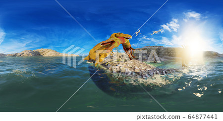 Dinosaurs Jurassic prehistoric scene 3d rendering 64877441