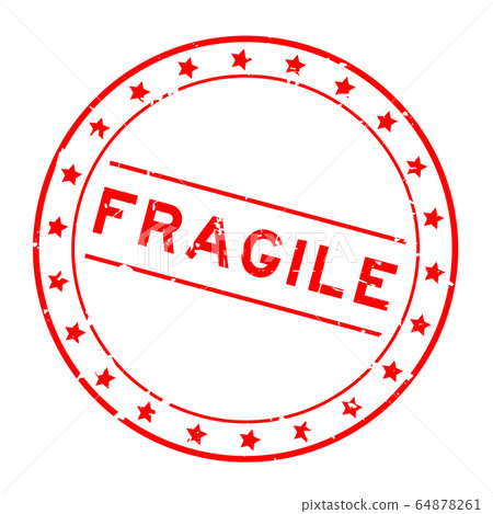 Grunge red fragile word round rubber seal stamp on white background Grunge red fragile word round rubber seal stamp on white background 64878261