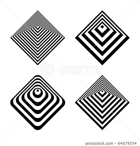 Abstract geometric icons in pyramid shape. Design 64879354