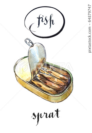 Opened preserve of sprats 64879747