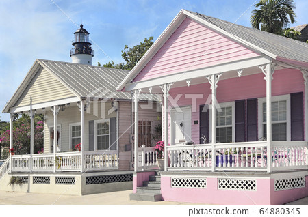Pink and blue House in Key West, Florida Pink and blue House in Key West, Florida 64880345