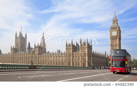Big Ben and Westminster bridge, London gothic architecture, UK Big Ben and Westminster bridge, London gothic architecture, UK 64882390
