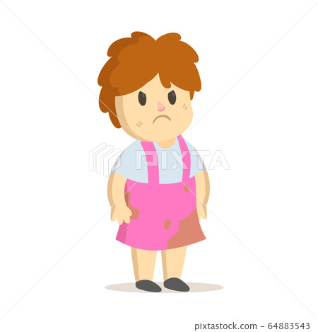 Grumpy girl in dirty pink dress, cartoon... - Stock Illustration [64883543]  - PIXTA