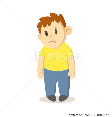 Sad unhappy boy standing. Flat vector... - Stock Illustration [64883544 ...