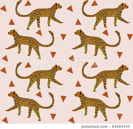 Leopard seamless pattern modern trendy hipster style. Background, endless repeating texture. Vector illustration Leopard seamless pattern modern trendy hipster style. Background, endless repeating texture. Vector illustration 64884145