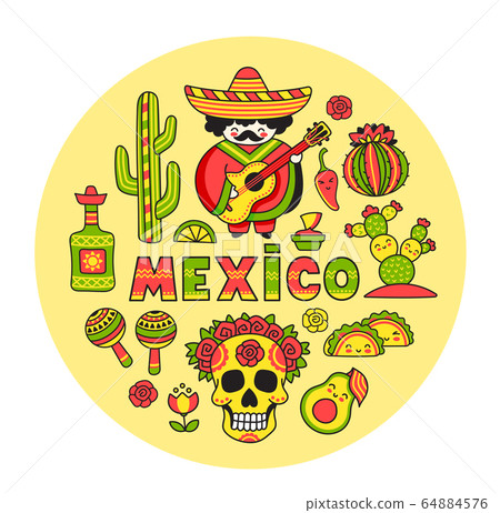 Mexico. Concept for t-shirt, print, poster, wall art, postcard and banner.  64884576