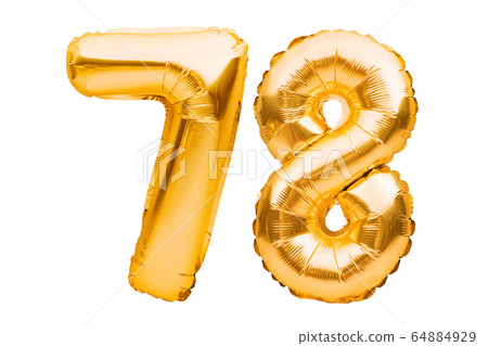 Number 78 seventy eight made of golden inflatable 64884929