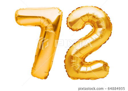Number 72 seventy two made of golden inflatable Number 72 seventy two made of golden inflatable 64884935