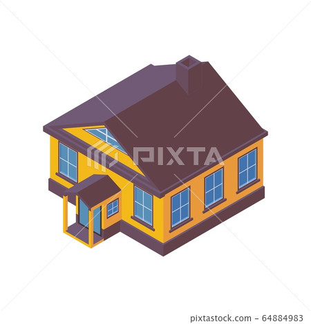 Isometric 3d country house isolated on white - Stock Illustration ...