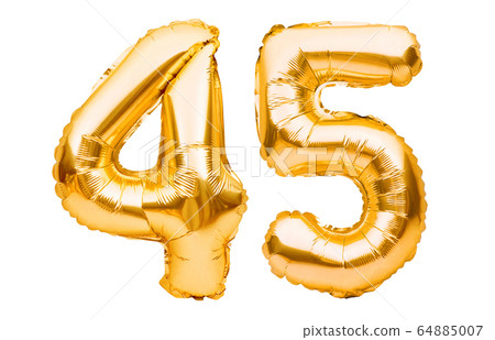 Number 45 forty five made of golden inflatable 64885007