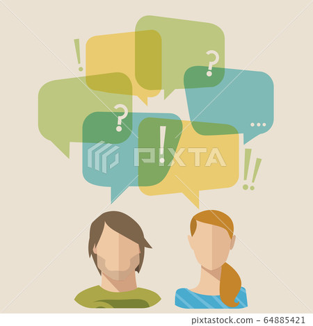 Communication flat style illustration with male and female characters. Communication flat style illustration with male and female characters. 64885421