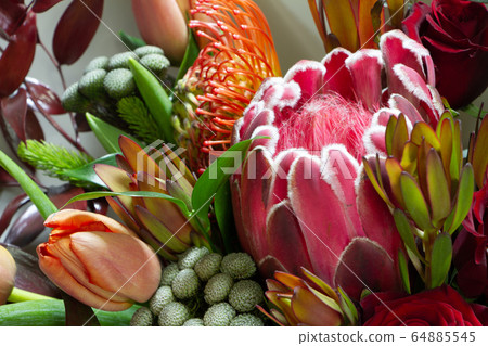 Detail closeup magnificent bouquet of tulip, 64885545