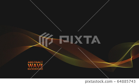 Abstract black background with golden light waves. Abstract black background with golden light waves. 64885743