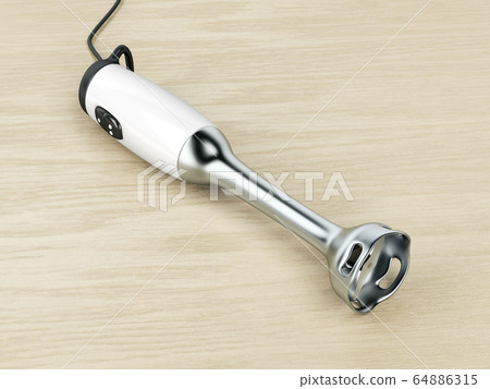 Hand blender on wood background Hand blender on wood background 64886315