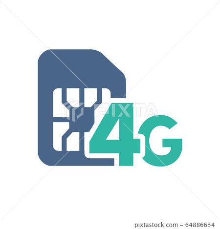 SIM card with 4G network flat icon. Mobile slot, phone chip symbol SIM card with 4G network flat icon. Mobile slot, phone chip symbol 64886634