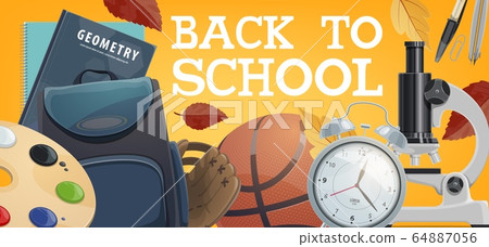 Back to school student bag, lesson education items Back to school student bag, lesson education items 64887056