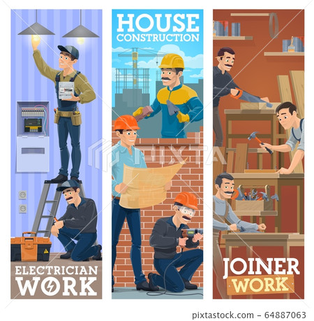 Electrician, house construction and joiner workers 64887063