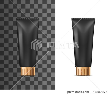 Realistic black plastic tube, cosmetic cream - Stock Illustration ...
