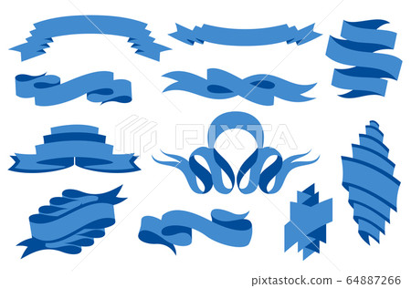 Collection of curved ribbons set. Blue web...-插圖素材 [64887266] - PIXTA圖庫