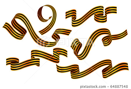 Saint george ribbons set isolated on white. May 9. Vector illustration 64887548