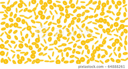 British pound coins falling. Scattered sparse GBP  64888261