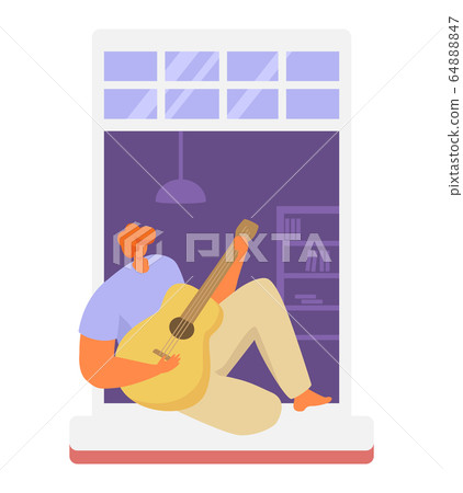 Neighbors people in window vector illustration, cartoon active man woman or couple characters live in neighboring home apartments set Neighbors people in window vector illustration, cartoon active man woman or couple characters live in neighboring home apartments set 64888847
